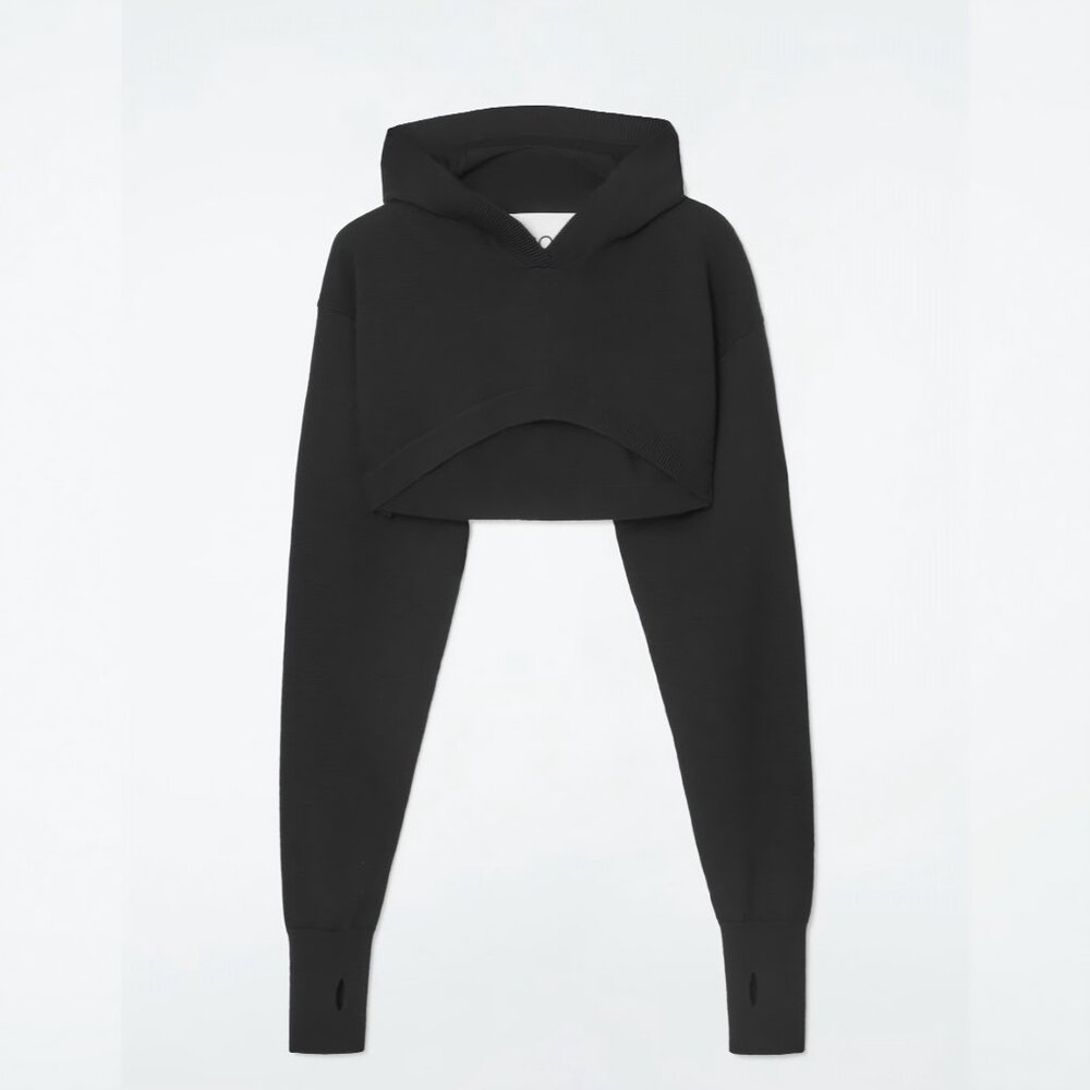 COS Cropped Wool Hoodie in Black